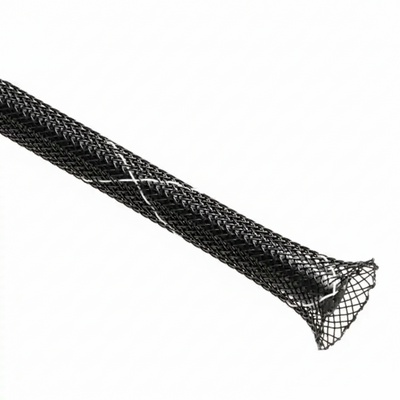 1” Black w/ White Tracer Techflex Flexo FR Flame Retardant Braided Sleeving 65ft