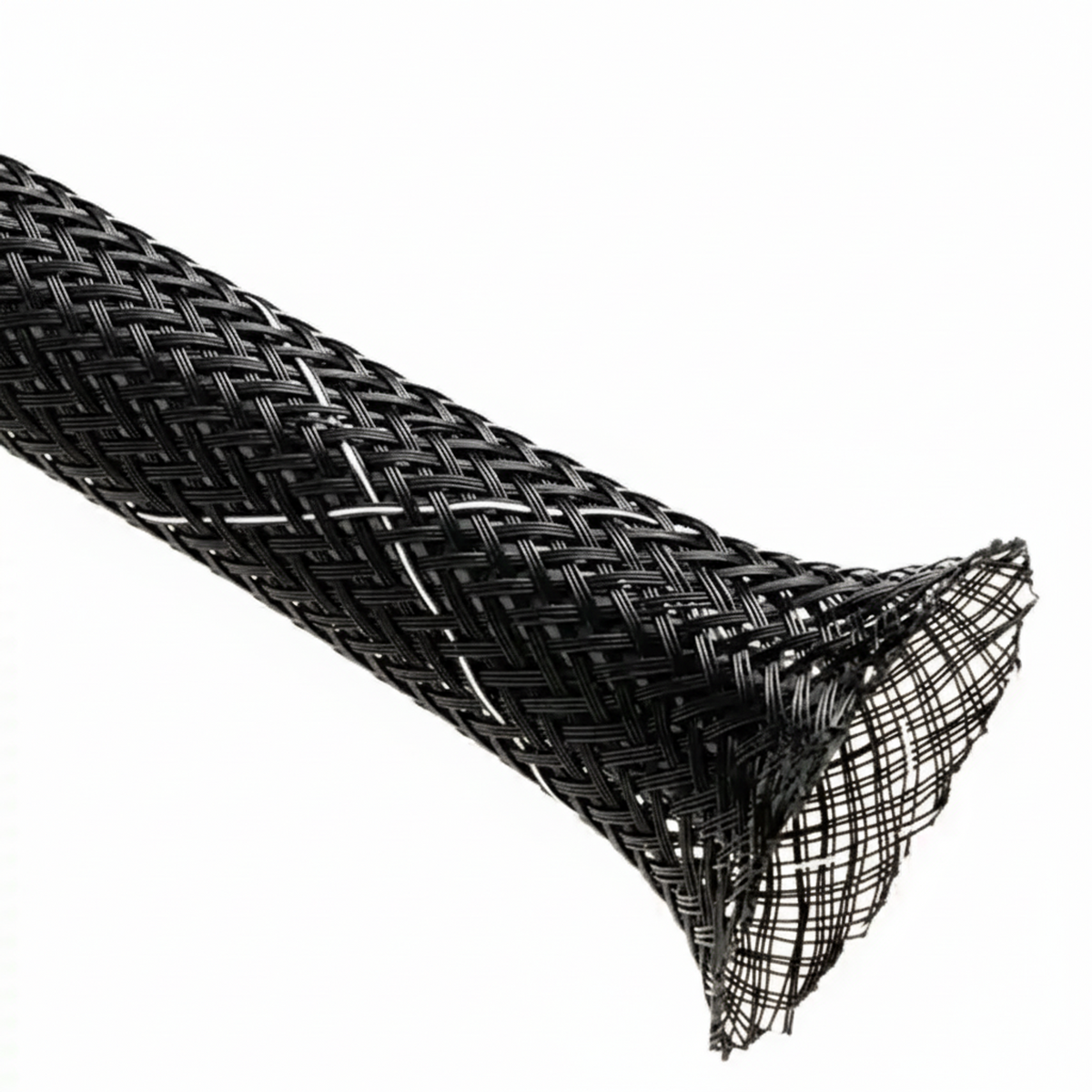 1/4” Black w/ White Tracer Techflex Flexo FR Flame Retardant Braided Sleeving 200ft