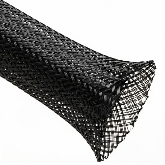 1/2” Black Techflex Flexo PET Expandable Braided Sleeving 100ft