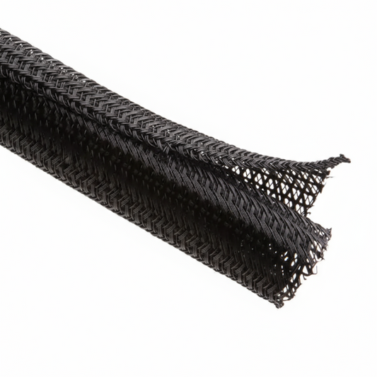 1/4" Black Techflex F6 Wrap-Around Braided Sleeving 100ft