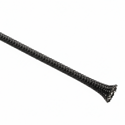 1 1/2” Black Techflex Clean Cut Fray Resistant Expandable Braided Sleeving 50ft