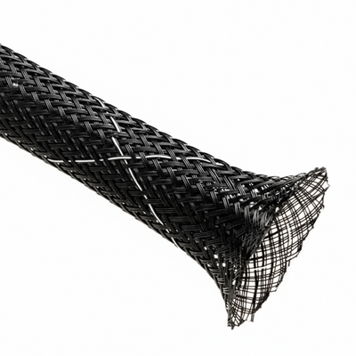 2” Black w/ White Tracer Techflex Flexo FR Flame Retardant Braided Sleeving 50ft