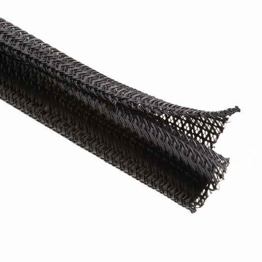 3/4" Black Techflex F6 Wrap-Around Braided Sleeving 50ft