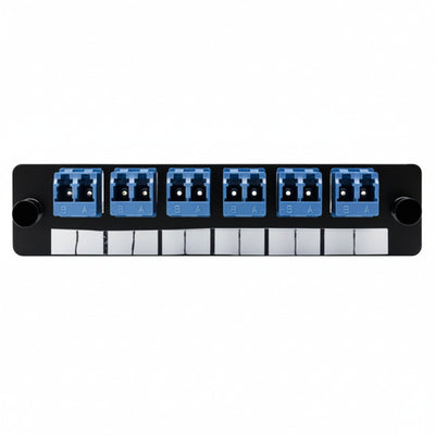 HellermannTyton VFAP6DSMLCZ Fiber Adapter Panel Preloaded with 6 Duplex LC SM, Blue, 1/pkg