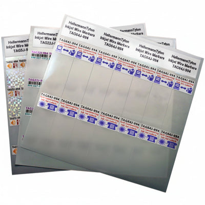 HellermannTyton TAG22J-994 Ink Jet Label, Self-Laminating, 1.0" x .5" x 1.63", 32 Per Sheet, PET, White, 1000/pkg