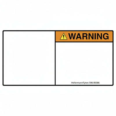 HellermannTyton 596-00386 Pre-Printed Header Label, WARNING, Blank Symbol Panel, 1.35" x 2.75", PET, Orange, 250/roll